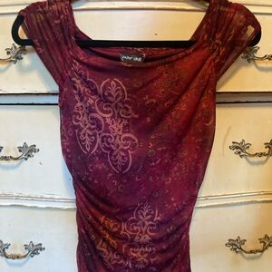 Paper Doll Burgundy Patterned Top